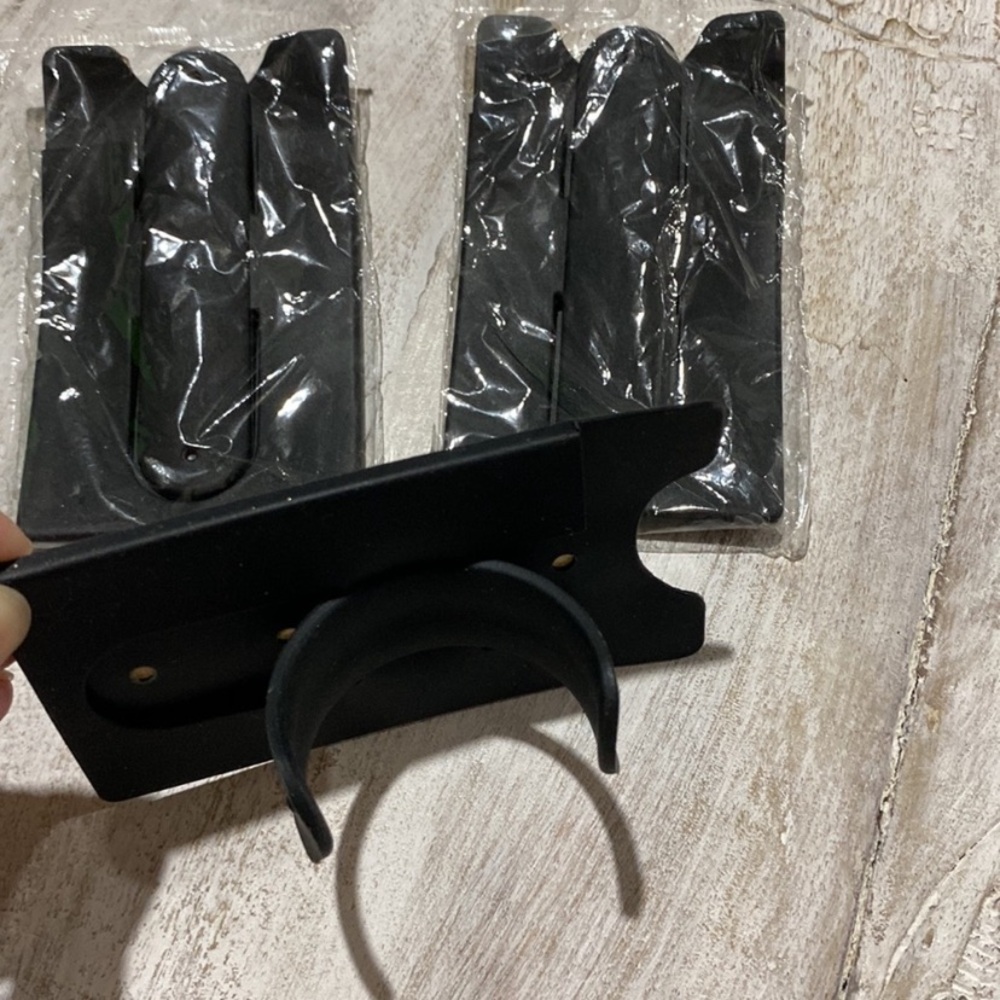 Black stick on wallet card holder for cellphone with finger ring set of 3 new